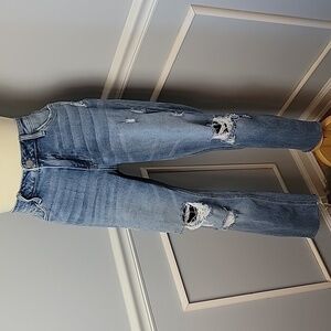 ALTAR'D STATE Distressed Destroyed Raw Hem Stretch Cropped Straight Leg Jeans 29